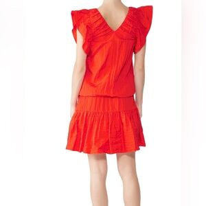 Victoria Beckham Red-Orange Ruffled Sundress